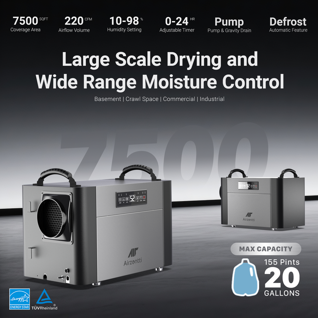 Commercial Dehumidifier, 155 Pints with Pump and Drain Hose - Energy Star Certified
