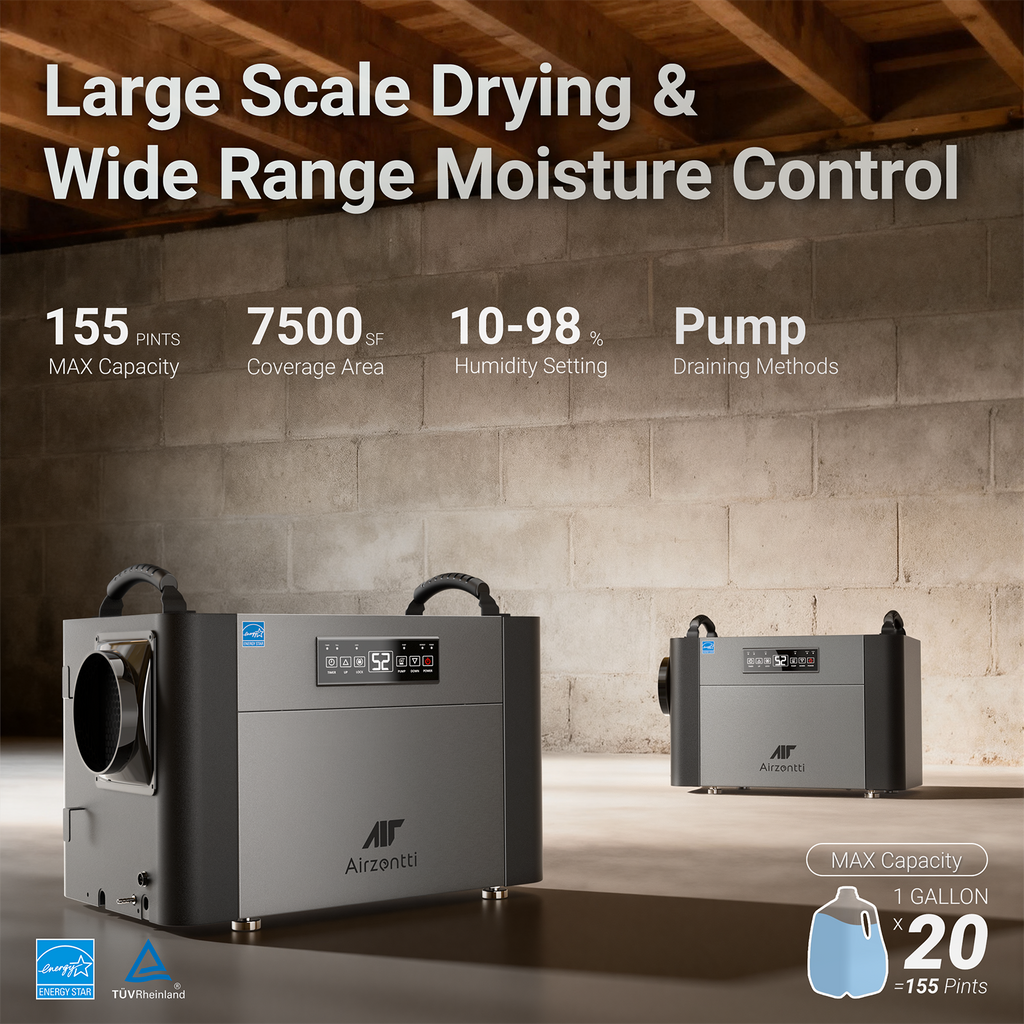 Commercial Dehumidifier, 155 Pints with Pump and Drain Hose - Energy Star Certified